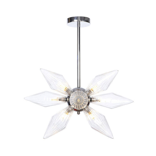 Diamond Clear/Amber Glass Chandelier - Industrial Kitchen Pendant Lighting Fixture (9/12/15 Heads) in Chrome/Gold