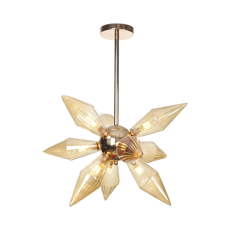 Industrial Diamond Clear/Amber Glass Chandelier With 9/12/15 Heads - Kitchen Pendant Lighting