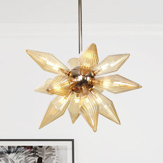 Industrial Diamond Clear/Amber Glass Chandelier With 9/12/15 Heads - Kitchen Pendant Lighting