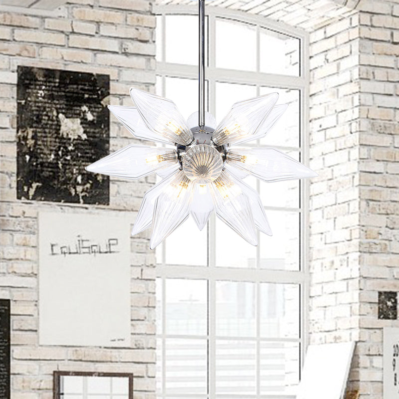 Industrial Diamond Clear/Amber Glass Chandelier With 9/12/15 Heads - Kitchen Pendant Lighting