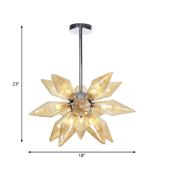 Industrial Diamond Clear/Amber Glass Chandelier With 9/12/15 Heads - Kitchen Pendant Lighting