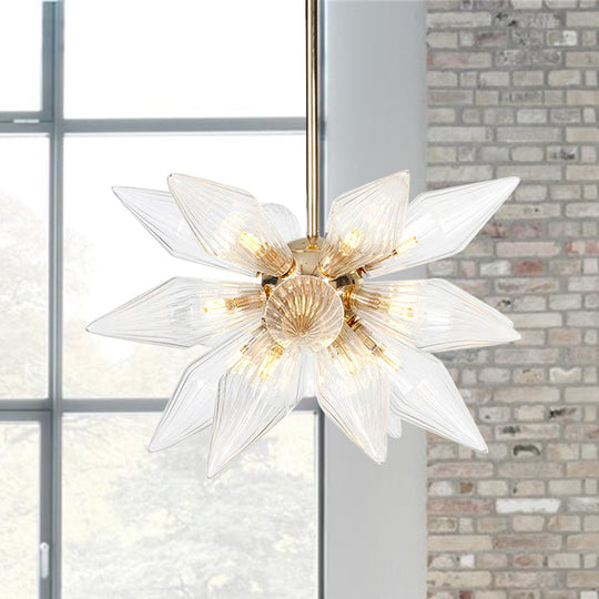 Industrial Diamond Clear/Amber Glass Chandelier With 9/12/15 Heads - Kitchen Pendant Lighting