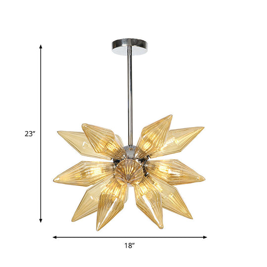 Industrial Diamond Clear/Amber Glass Chandelier With 9/12/15 Heads - Kitchen Pendant Lighting