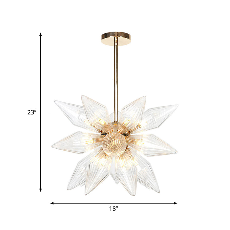 Industrial Diamond Clear/Amber Glass Chandelier With 9/12/15 Heads - Kitchen Pendant Lighting