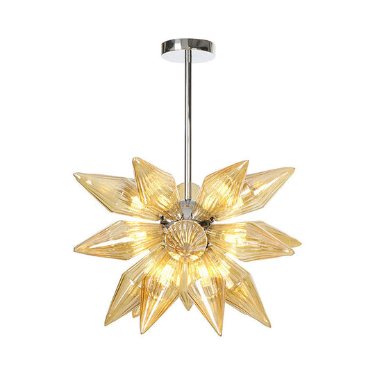 Industrial Diamond Clear/Amber Glass Chandelier With 9/12/15 Heads - Kitchen Pendant Lighting