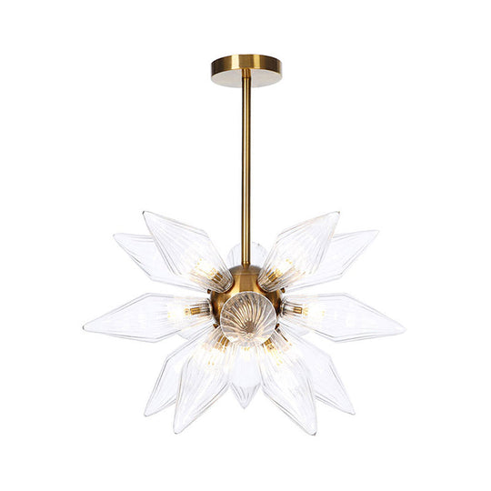 Sputnik Clear/Amber Glass Chandelier - 9/12/15 Bulbs - Brass/Copper Finish - Living Room Lighting Fixture