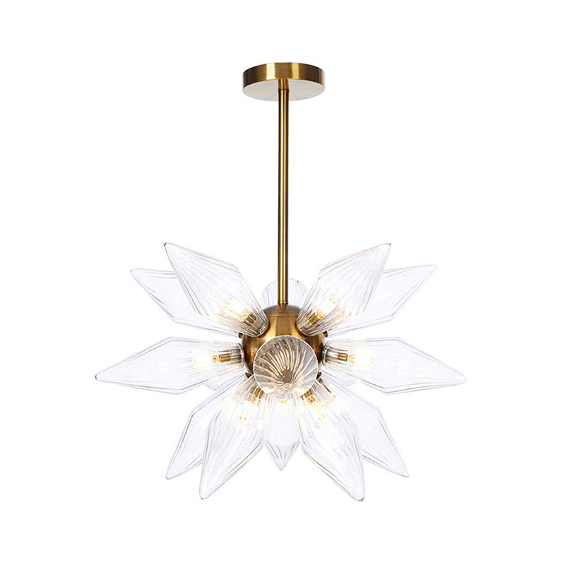 Sputnik Clear/Amber Glass Chandelier - Brass/Copper Finish 9/12/15 Bulbs Living Room Lighting