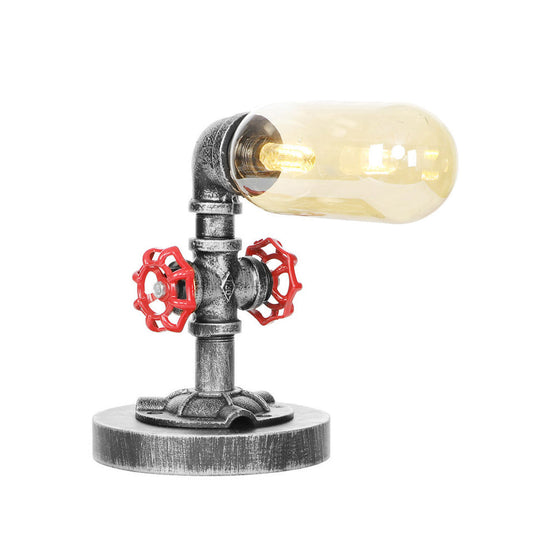 Industrial Clear/Amber Glass Night Lamp - 1/4/5-Bulb Capsule Shade Table Lighting For Bedroom Amber