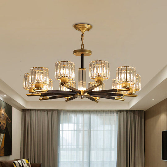 Clear Crystal Pendant Hanging Chandelier With Radial Design - Modern 8/10 Bulbs For Drawing Room
