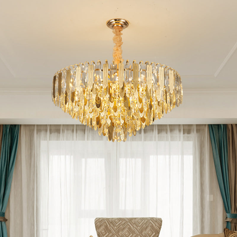 Clear Crystal Draped Gold Chandelier With 6 Tapered Lights For Modern Bedrooms