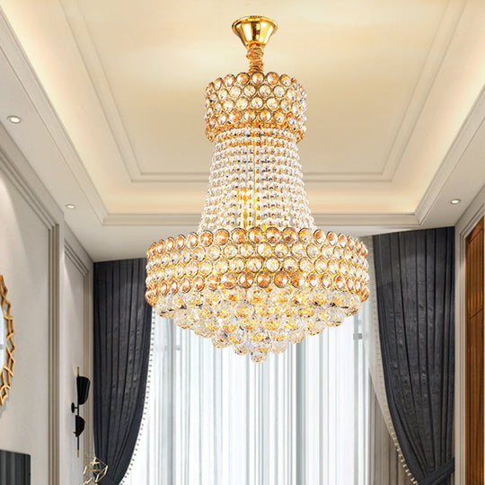 Modern Gold Chandelier with Beveled Glass Crystal Shades - 5/8-Light Sitting Room Focus