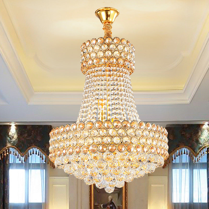 Modern Gold Chandelier with Beveled Glass Crystal Shades - 5/8-Light Sitting Room Focus