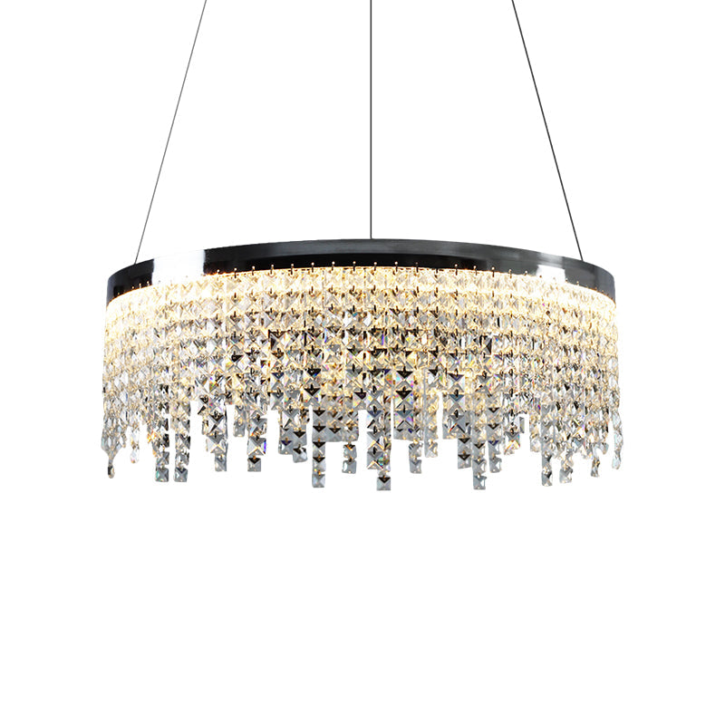 16"/19.5" Wide Chrome Round LED Crystal Ceiling Chandelier in Modern Style - Warm/White Light