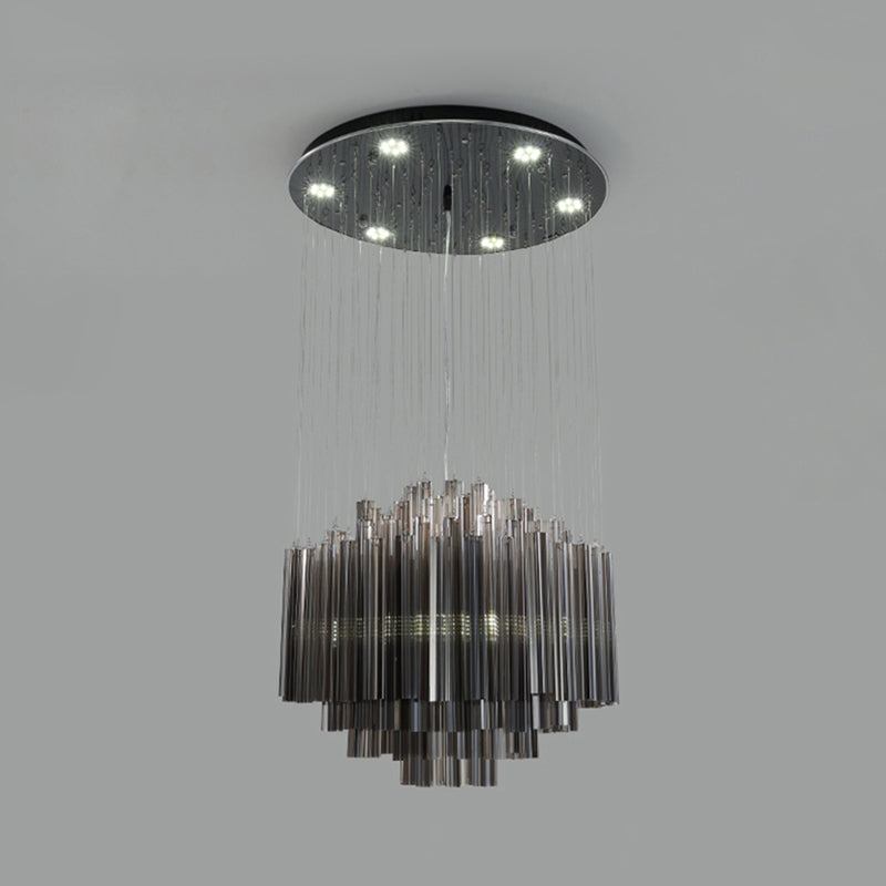 Contemporary Black Crystal Rod Led Hexagon Pendant Light - 31.5/35.5 Wide Ceiling Hang Fixture