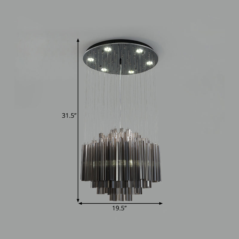 Contemporary Black Crystal Rod Led Hexagon Pendant Light - 31.5/35.5 Wide Ceiling Hang Fixture