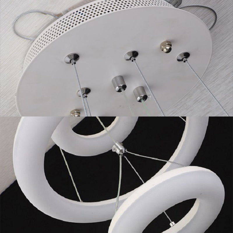 Minimalist Led Acrylic Chandelier With White Suspension Pendant - 3 Lights