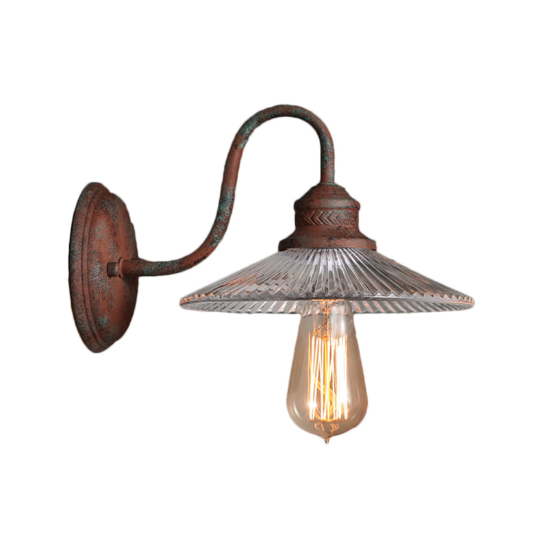 Ribbed Glass Sconce Light Fixture With Rustic Flair For Dining Room Wall