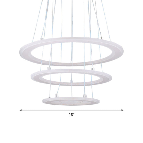Modern 3-Light Led Acrylic Ring Chandelier For Bedroom Ceiling - Warm/White Light