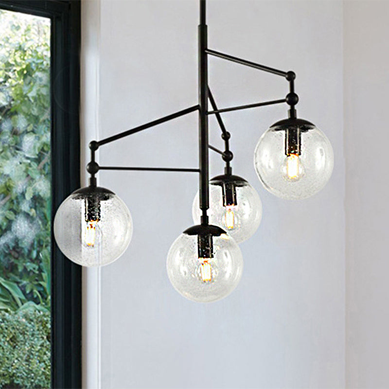 Frosted Glass Chandelier - Contemporary Black Hanging Light Fixture With 4 Lights By Globe