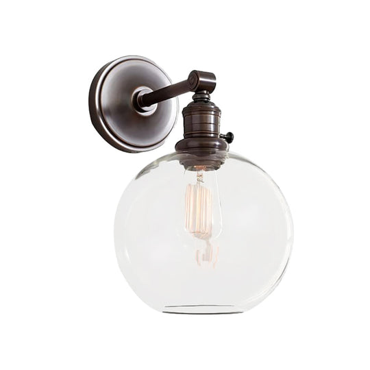 Industrial Wall Lamp Fixture: Clear Glass Chrome/Nickel Sconce Light Globe 1-Light For Living Room