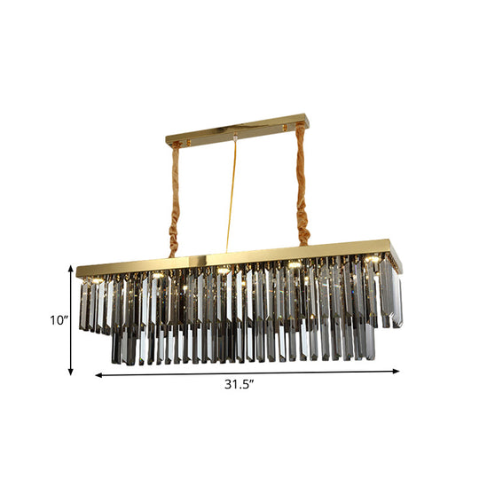Modern Gold Dining Room Island Pendant Light With 10 Crystal-Cut Shades - 23.5/31.5 Wide