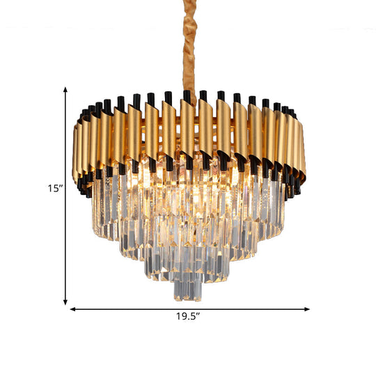 Postmodern Gold Crystal Layered Chandelier - 4/6 Lights Down Lighting Pendant
