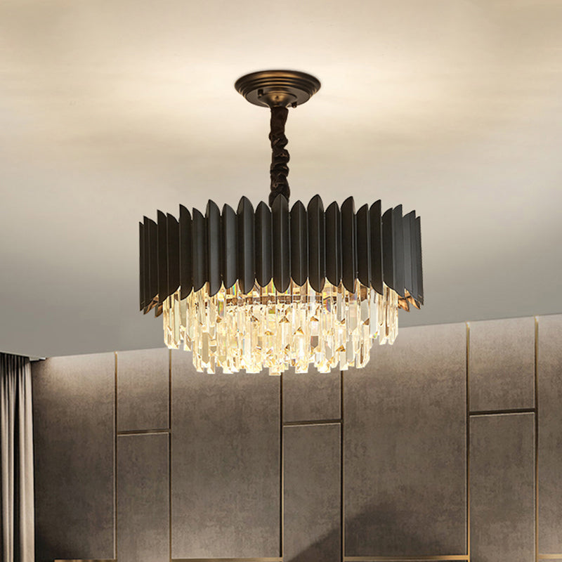Modern Black Crystal Rod Pendant Chandelier - 4/5-Bulb Ceiling Hanging Light For Parlor 4 /
