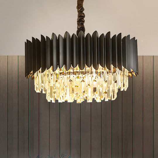 Modern Black Crystal Rod Pendant Chandelier - 4/5-Bulb Ceiling Hanging Light For Parlor 5 /