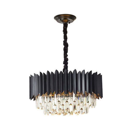 Modern Black Crystal Rod Pendant Chandelier - 4/5-Bulb Ceiling Hanging Light For Parlor