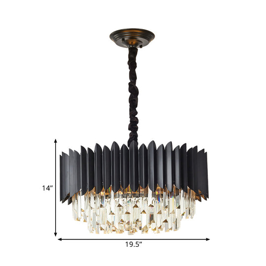 Modern Black Crystal Rod Pendant Chandelier - 4/5-Bulb Ceiling Hanging Light For Parlor
