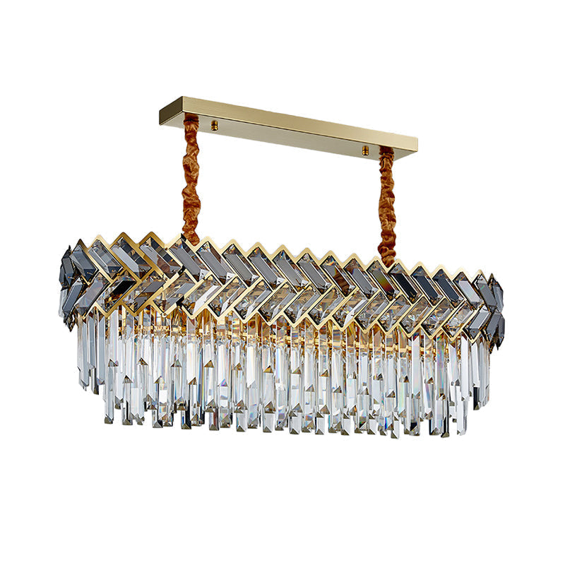 Modern Crystal Ellipse Island Pendant Light - Elegant 10-Bulb Suspension Lighting For Dining Room