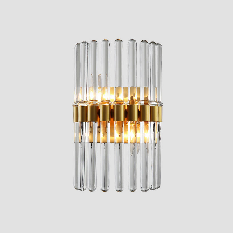 Modern Crystal Cylinder Wall Light With 2 Flush Mount Lights