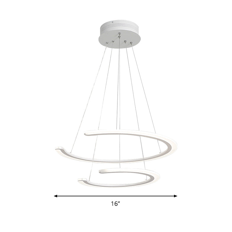 Modern Acrylic Led Dining Room Chandelier - 1/2/3 Light Ring Pendant In Warm/White/Natural