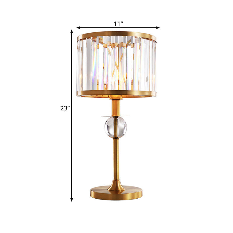 Modern Brass Table Lamp With Prismatic Crystal Shade