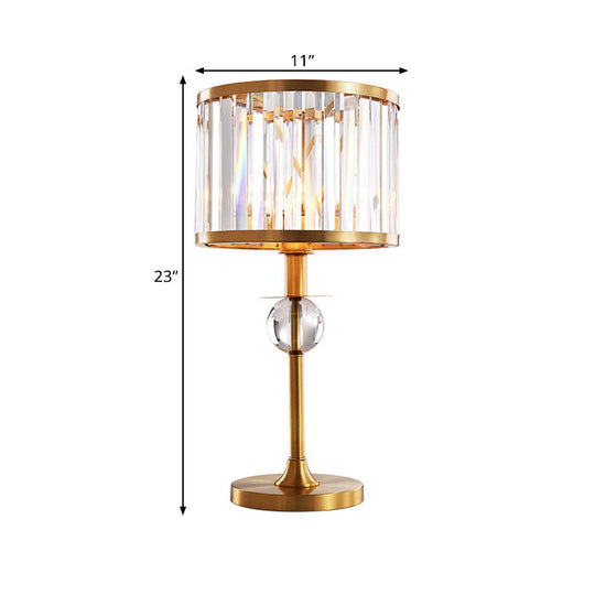 Modern Brass Table Lamp With Prismatic Crystal Shade