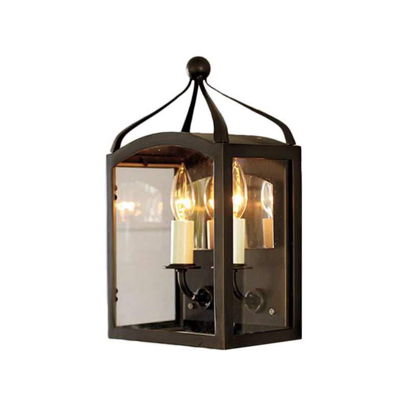 Vintage 2-Light Brass Candle Wall Sconce With Metal Cage Shade For Corridors