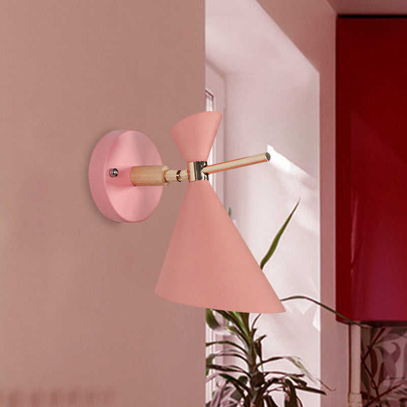 Macaron Metal Wall Sconce - Angle Shade 1 Light Black/White/Pink/Yellow/Green Bedroom
