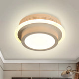 Modern Led Flush Ceiling Lamp In Black/White - Round Square Or Triangle Acrylic Design For Corridor