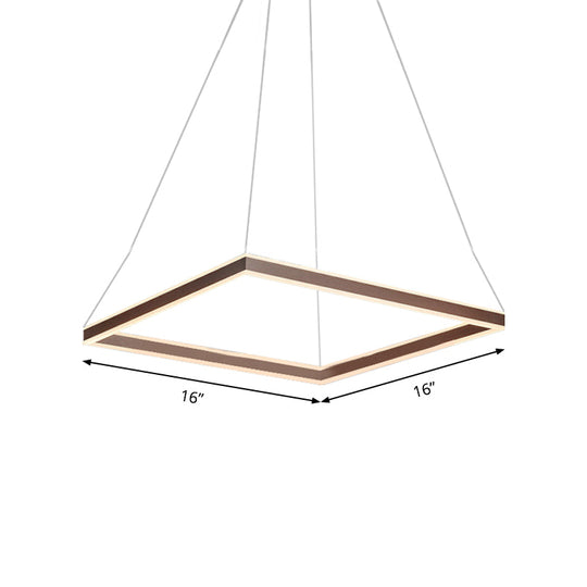 Modern Acrylic Square Ceiling Pendant Led Brown Chandelier Light In Warm/White