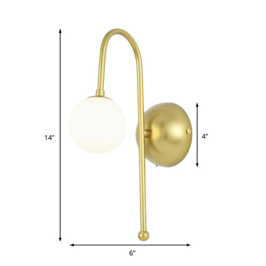 Modern Gold Wall Mounted Globe Light Fixture With Opal Glass For Living Room