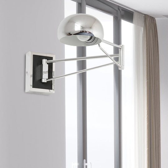 Chrome Swing Arm Retro Bowl Wall Sconce - Ideal Bedside Lighting