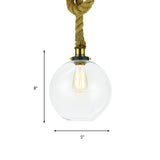 Global Pendant Lighting - Industrial Style Glass Ceiling Fixture For Kitchen With Rope Detailing 1