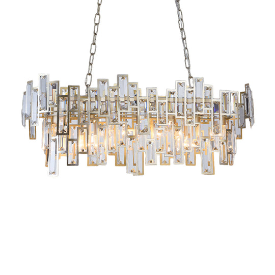Modern Black And Gold Oval Pendant Lamp With Crystal Accents Island Lighting Functionality