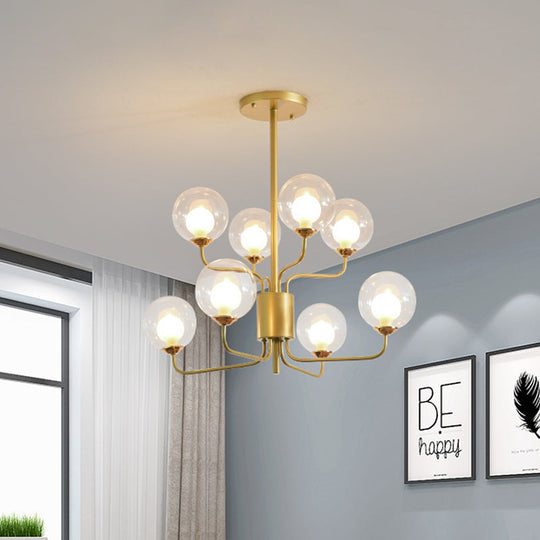 Contemporary 2-Tier Ball Clear Glass Chandelier - Elegant Radial Design With 8/12/18 Lights