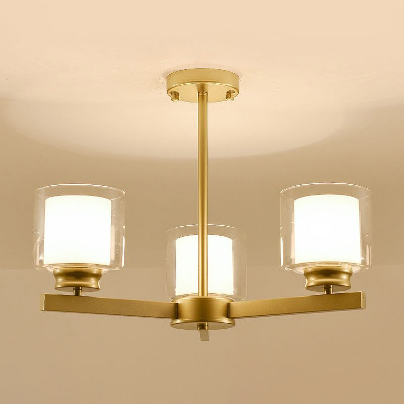 Modern Cylinder Chandelier Lamp: Black/Gold/Silver 3/6/8 Lights Clear Glass Bedroom Pendant Fixture