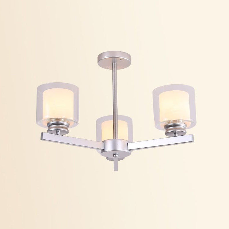 Modern Cylinder Chandelier Lamp: Black/Gold/Silver, 3/6/8 Lights, Clear Glass Pendant Fixture for Bedroom