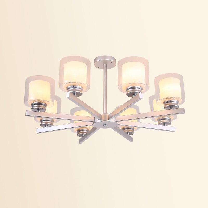 Modern Cylinder Chandelier Lamp: Black/Gold/Silver, 3/6/8 Lights, Clear Glass Pendant Fixture for Bedroom