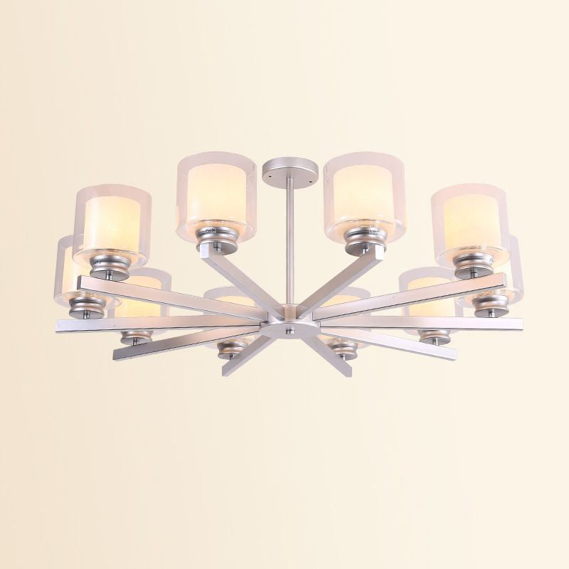 Modern Cylinder Chandelier Lamp: Black/Gold/Silver, 3/6/8 Lights, Clear Glass Pendant Fixture for Bedroom