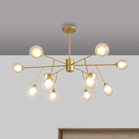 Modern 12/15/18-Light Chandelier With Clear Glass Shade And Black/Gold Ball Ceiling Pendant Lamp