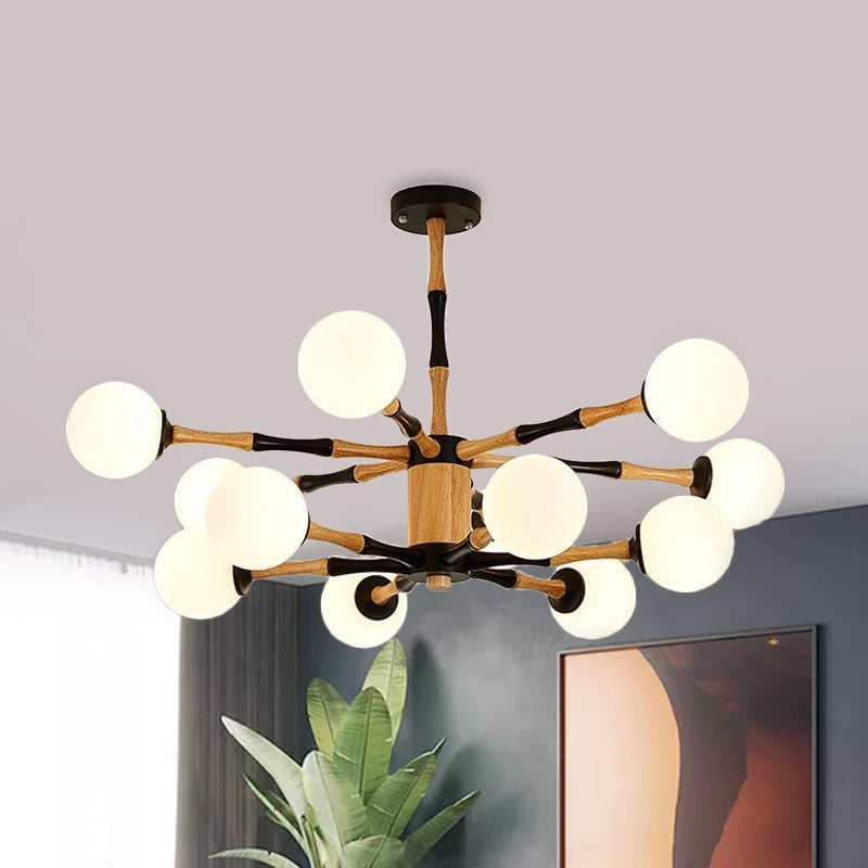 Contemporary Wooden Sputnik Chandelier - 6/8/12 Lights Hanging Pendant Lamp For Bedroom